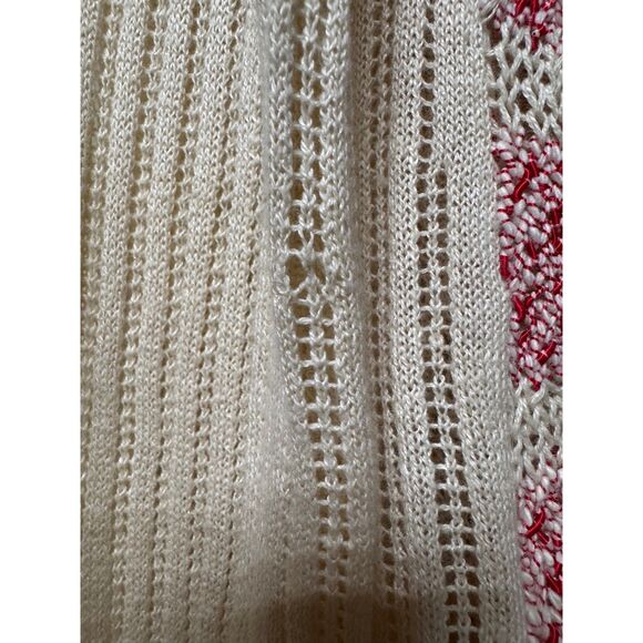 ANTHROPOLOGIE SPARROW Not Your Boyfriend's Cardigan Pointelle Cream/Red, Sz M - Picture 7 of 7